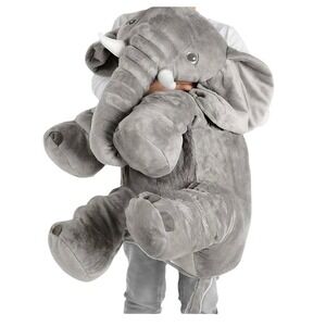 Brin Joy Plush Elephant Pillow Stuffed Animal Toy Large Gray Toddler Kids Gift
